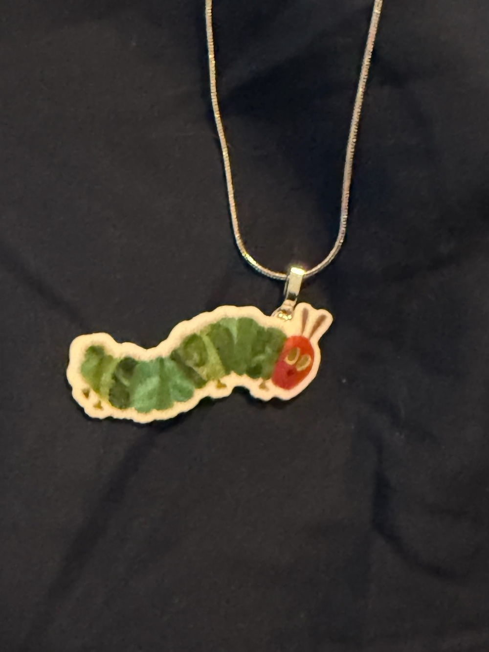 Green and Red Caterpillar Reptile Pendant Necklace